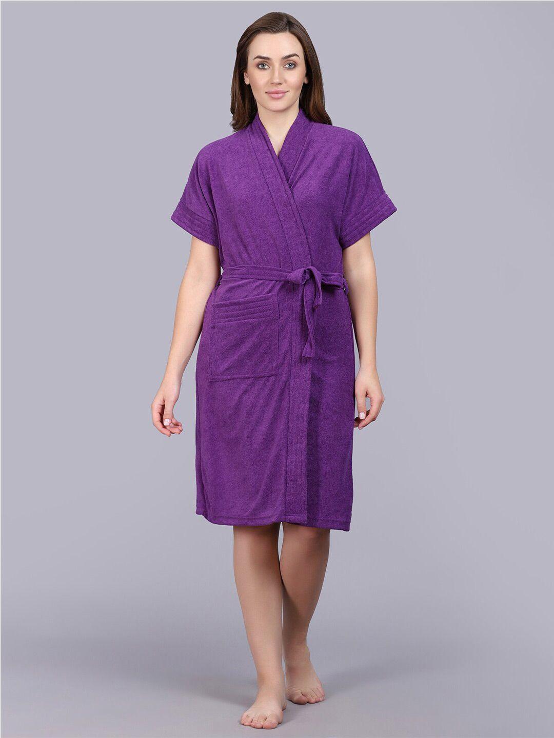 poorak purple short sleeves bath robe