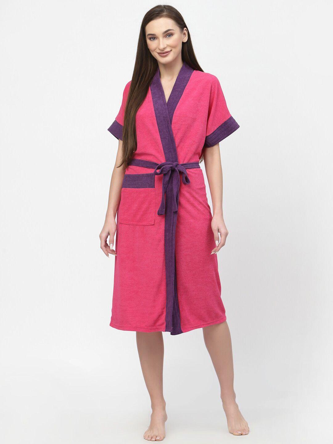 poorak women colourblocked bath robe