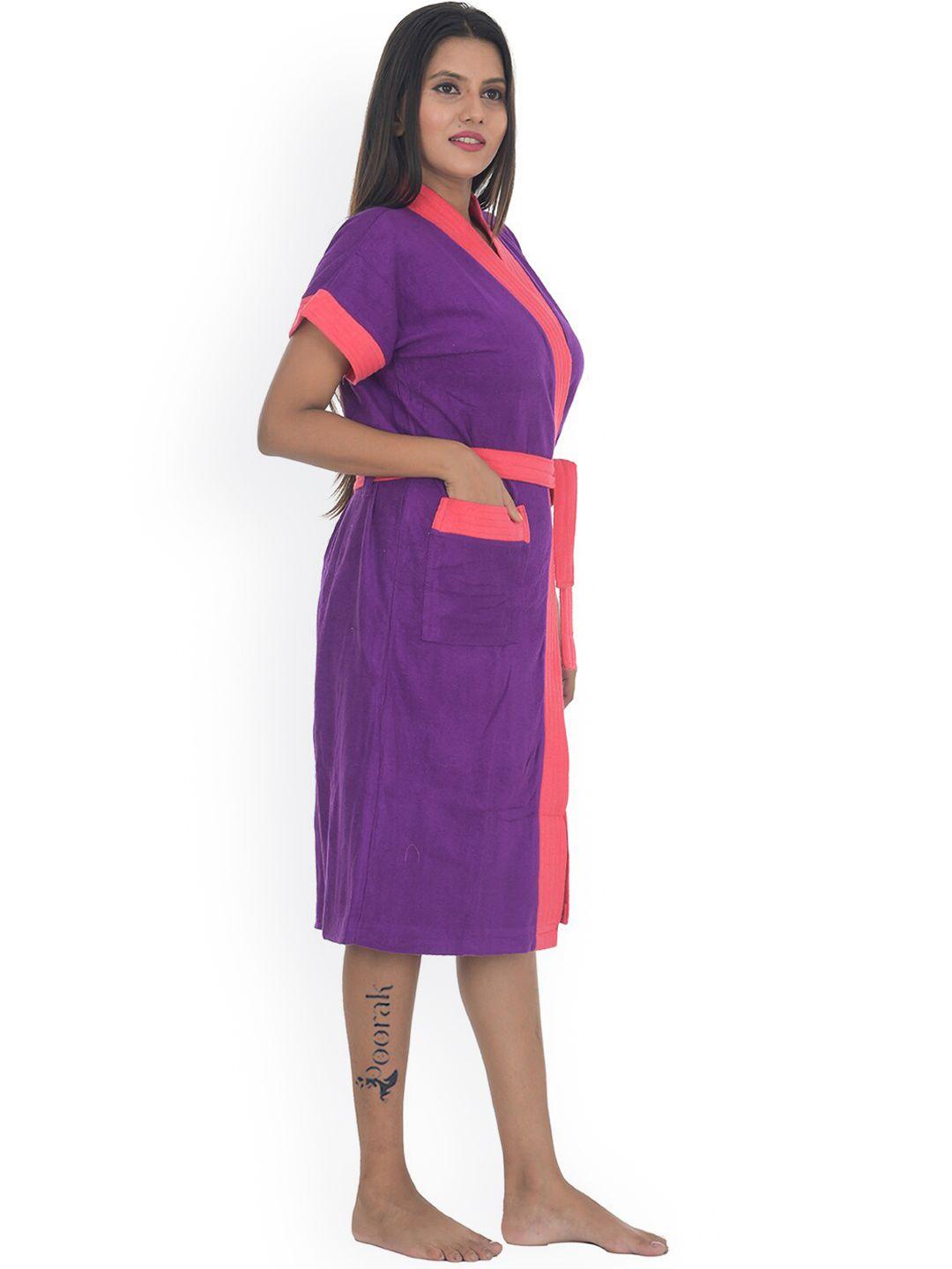 poorak women purple solid bath robe