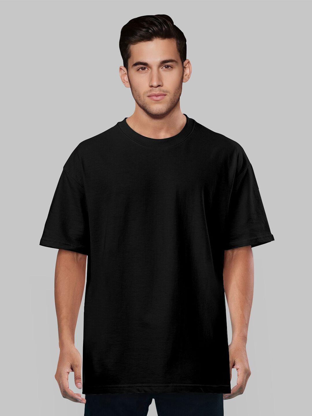 pootlu men black oversized pure cotton t-shirt