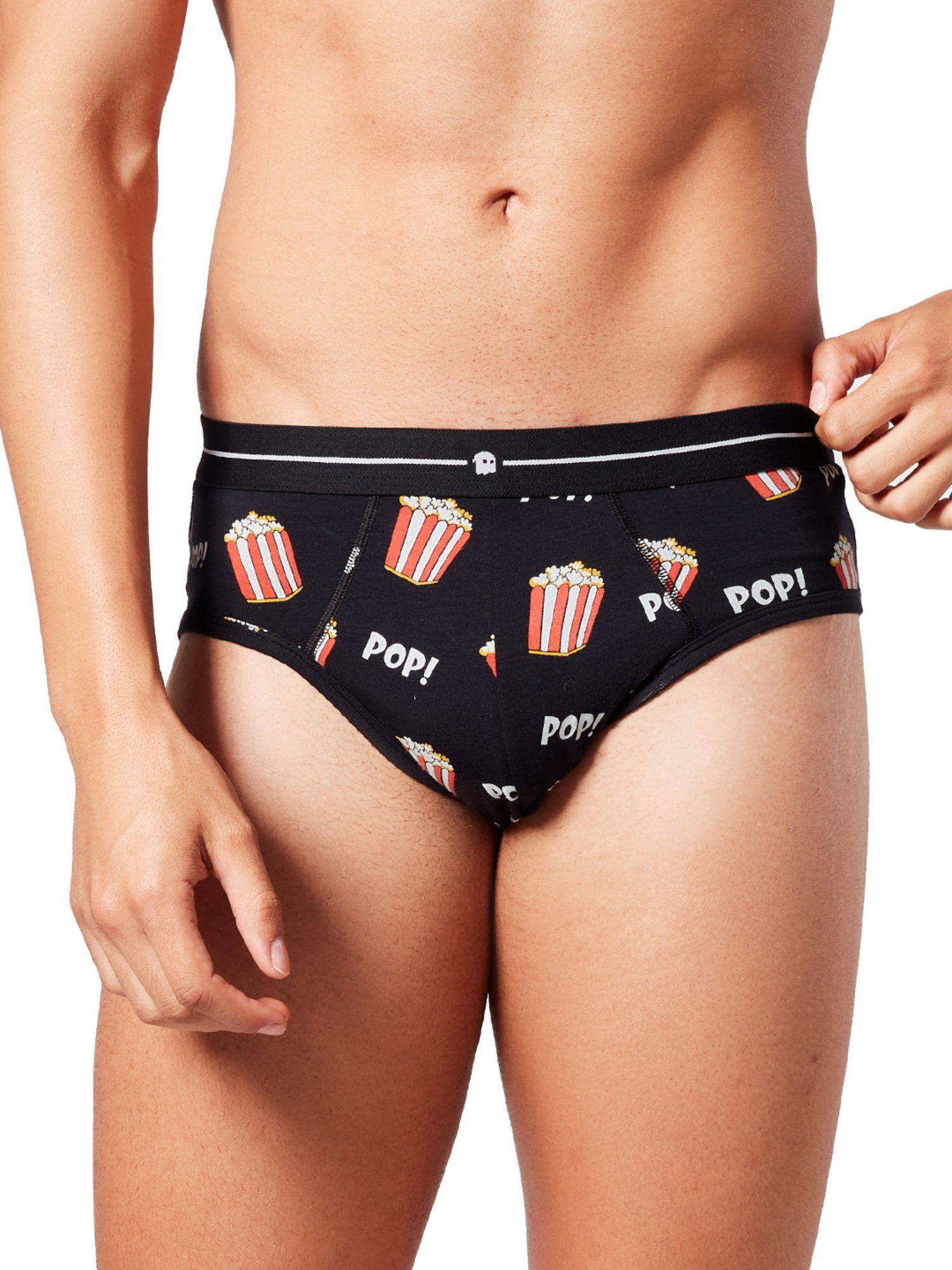 popcorn pattern briefs underwear for men black