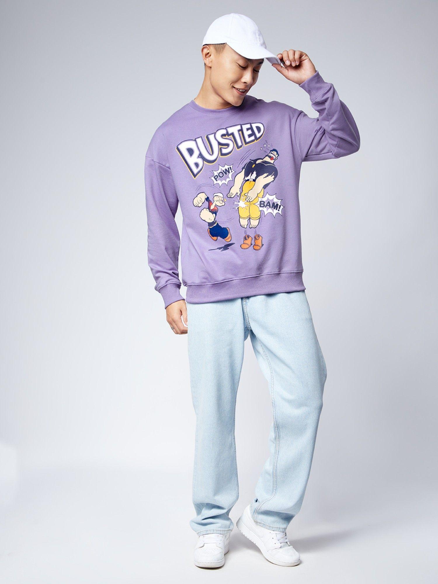 popeye: busted printed cotton men oversized sweatshirts