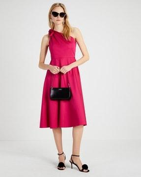 poplin one-shoulder sabrina dress