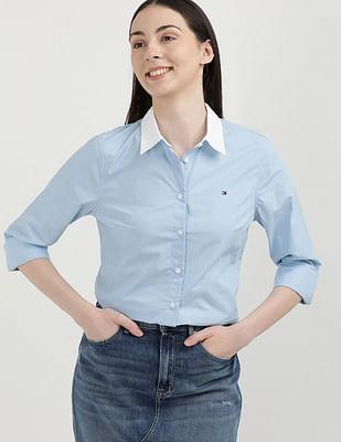 poplin solid regular shirt