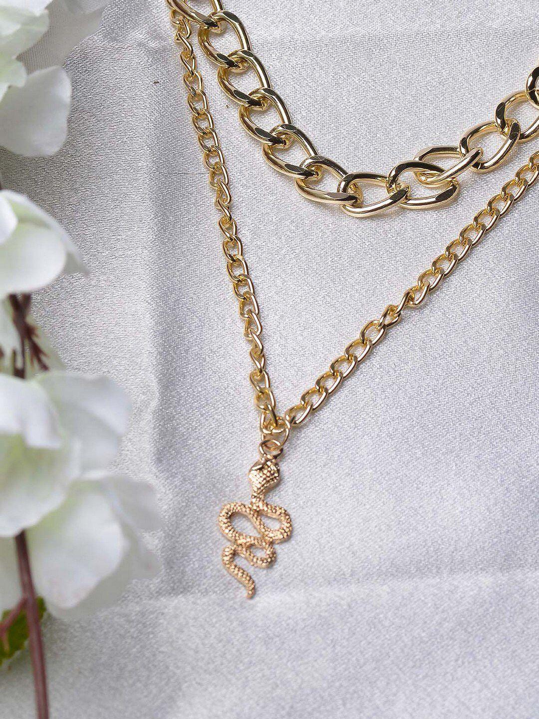 poplins gold-plated snake layered necklace