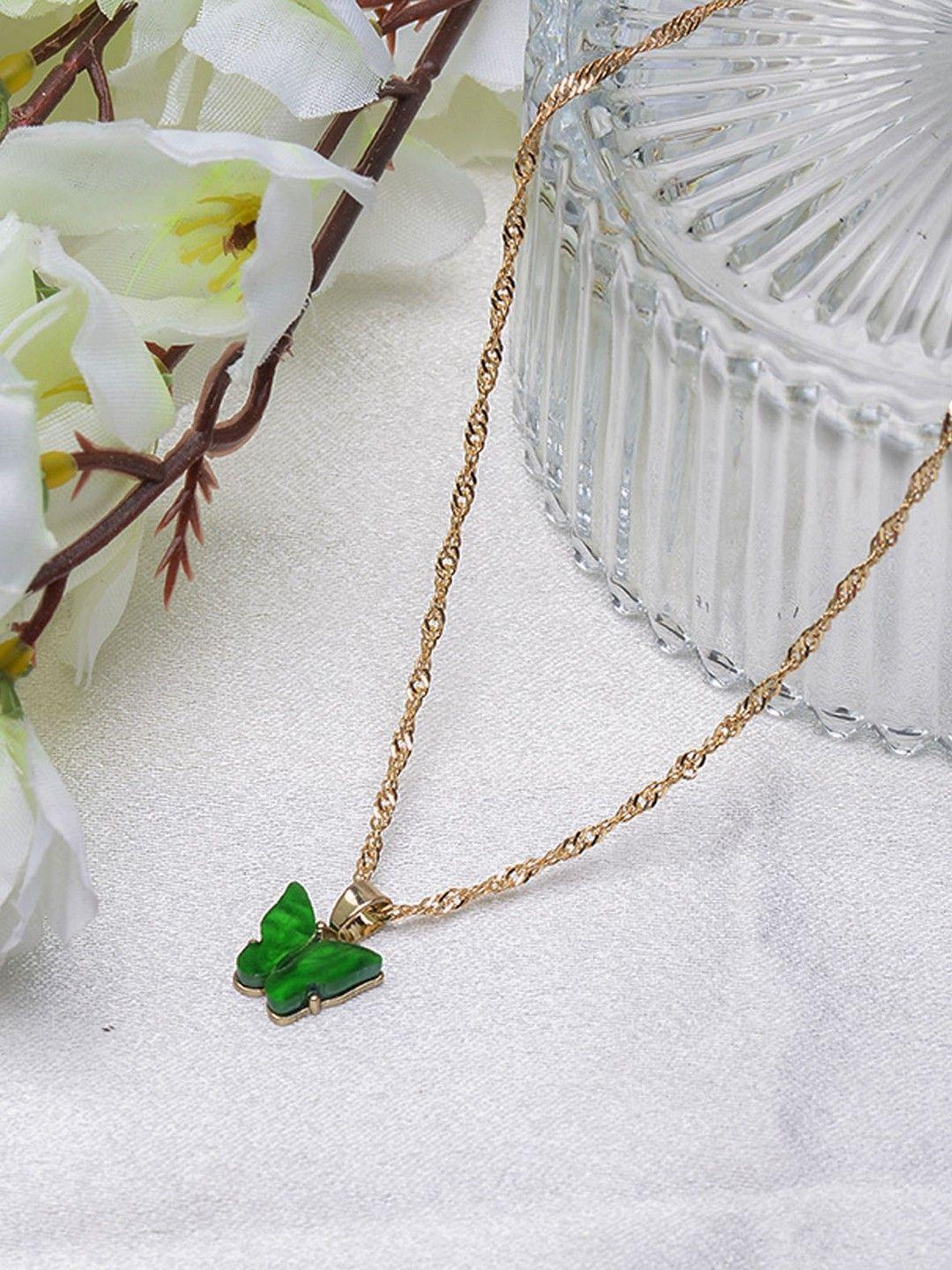 poplins green & gold-toned butterfly chain