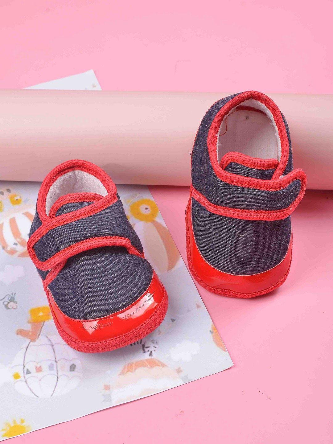 poplins infant kids blue solid cotton  booties