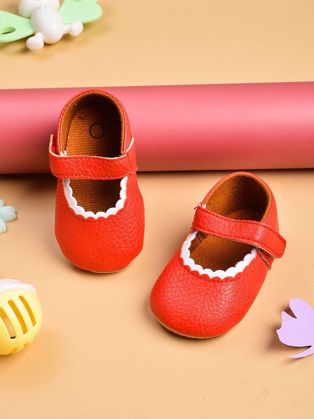 poplins infant kids red cotton booties