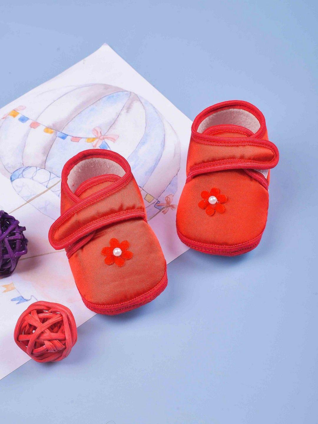 poplins infant kids red solid booties