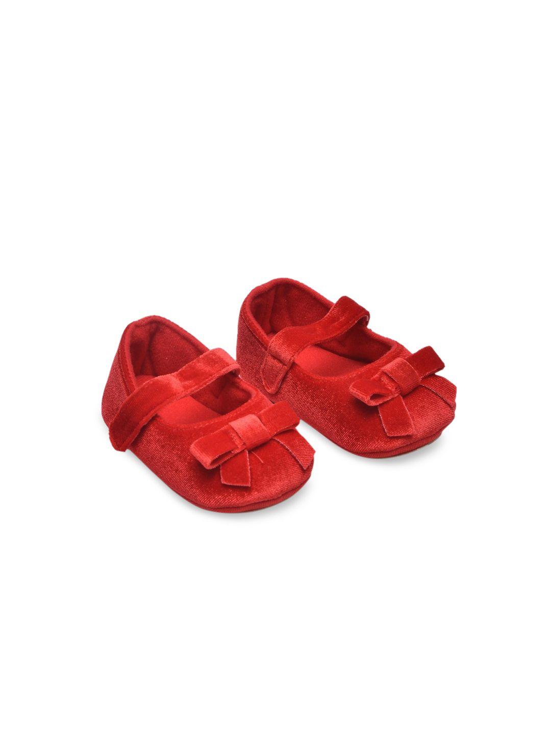 poplins infant red solid cotton booties