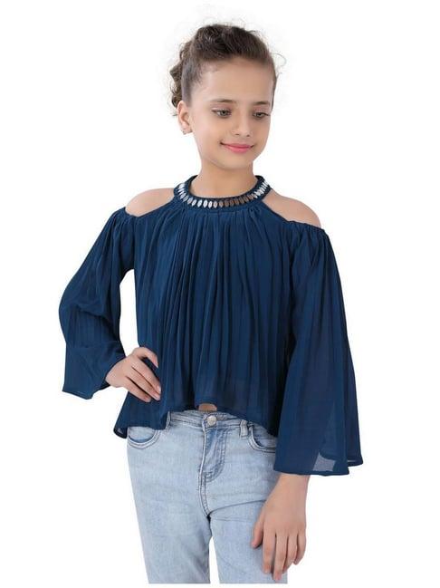 poplins kids blue cotton regular fit top