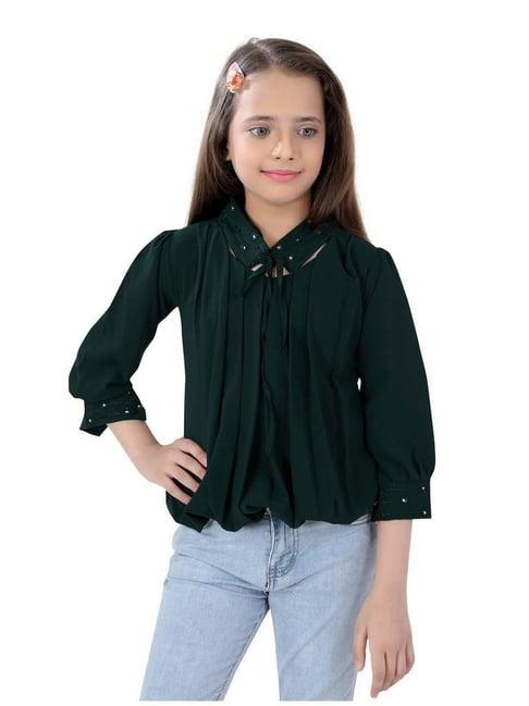 poplins kids green cotton regular fit top