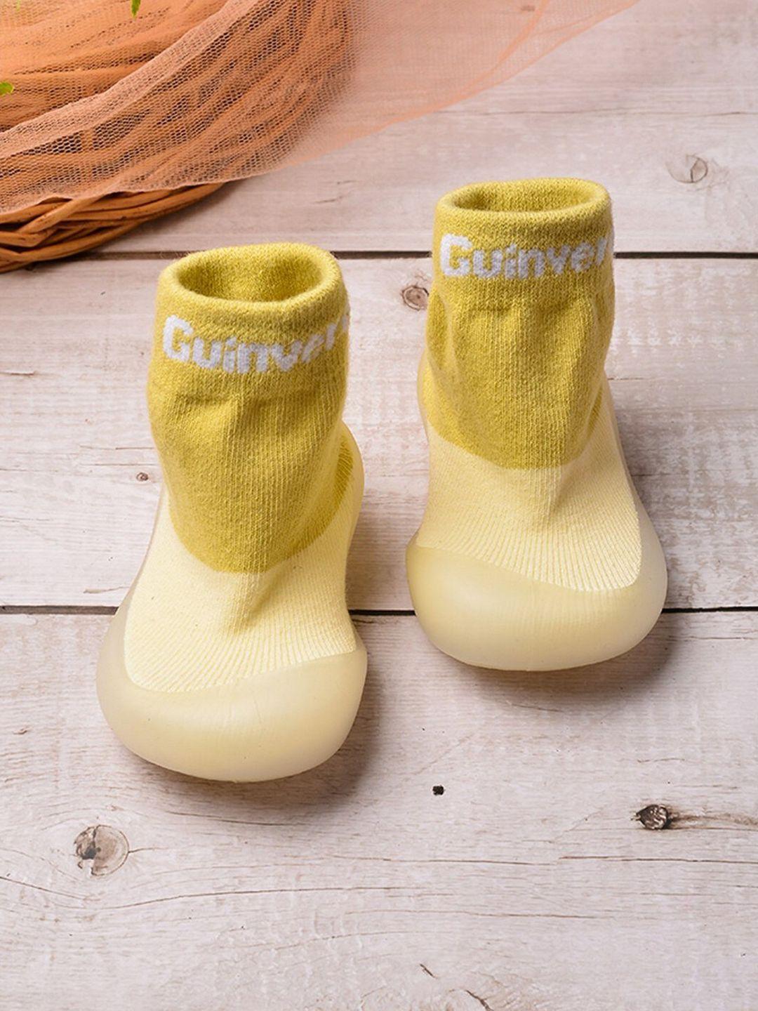 poplins kids yellow patterned ankle-length cotton skidder socks