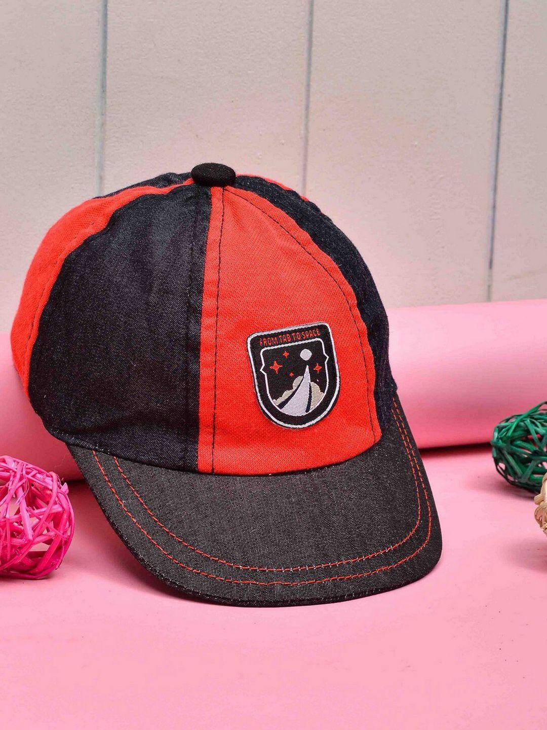 poplins unisex kids black & red colourblocked baseball cap