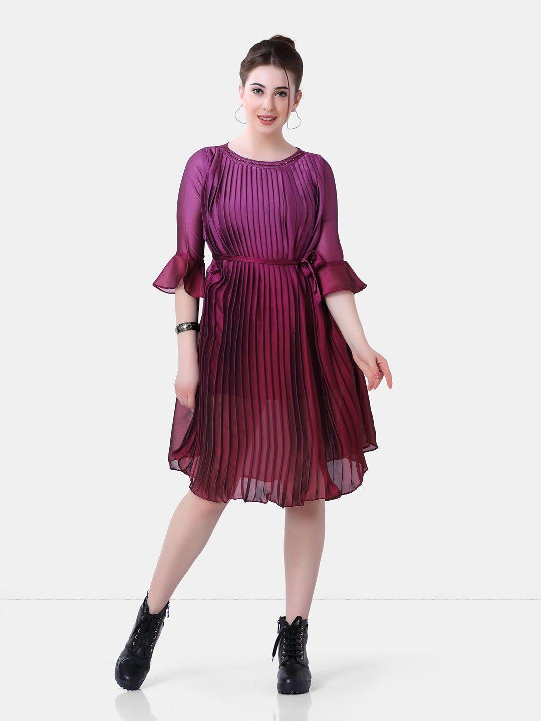 poplins women burgundy satin dress