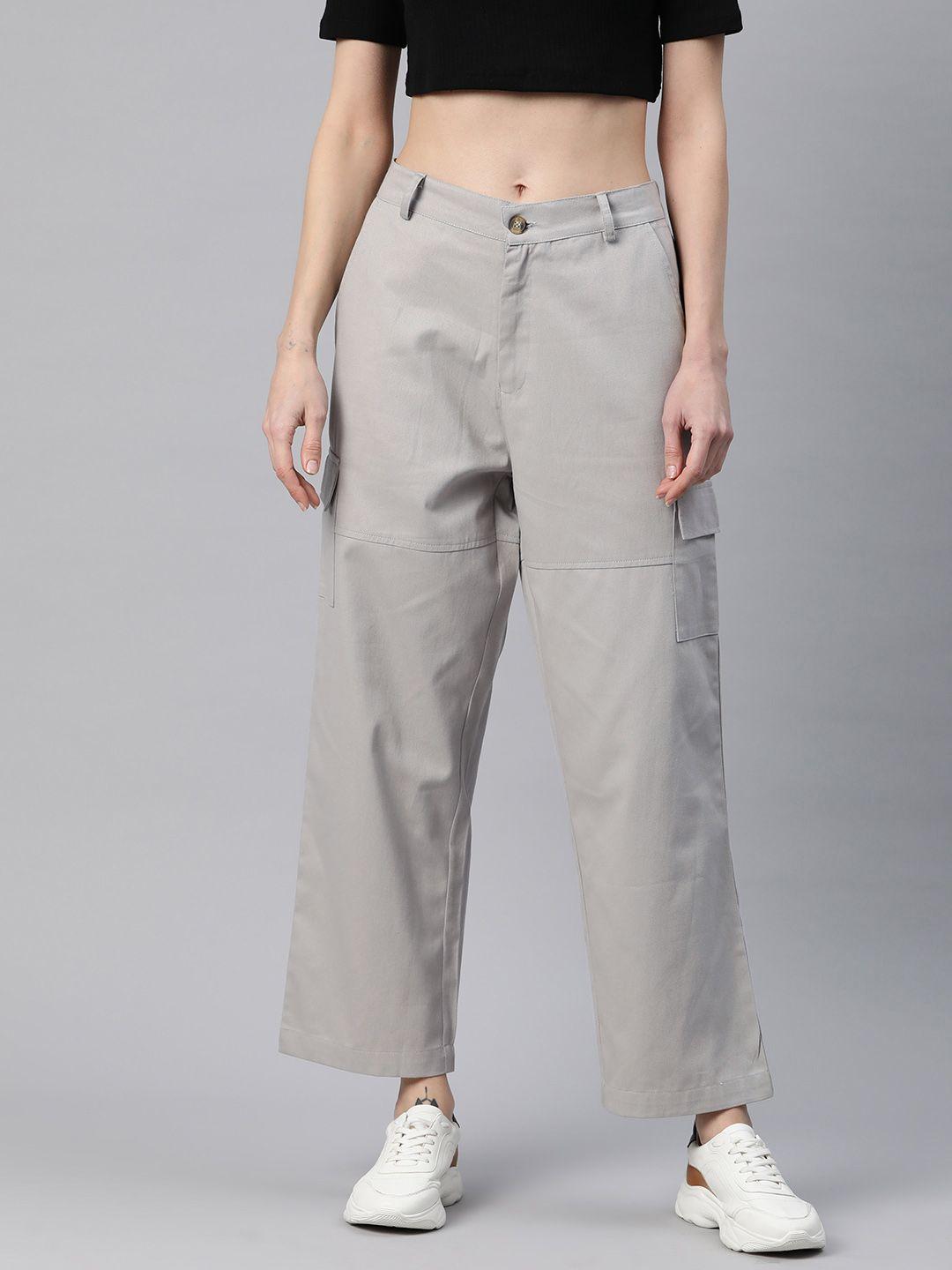 popnetic flat-front high-rise pure cotton cargos