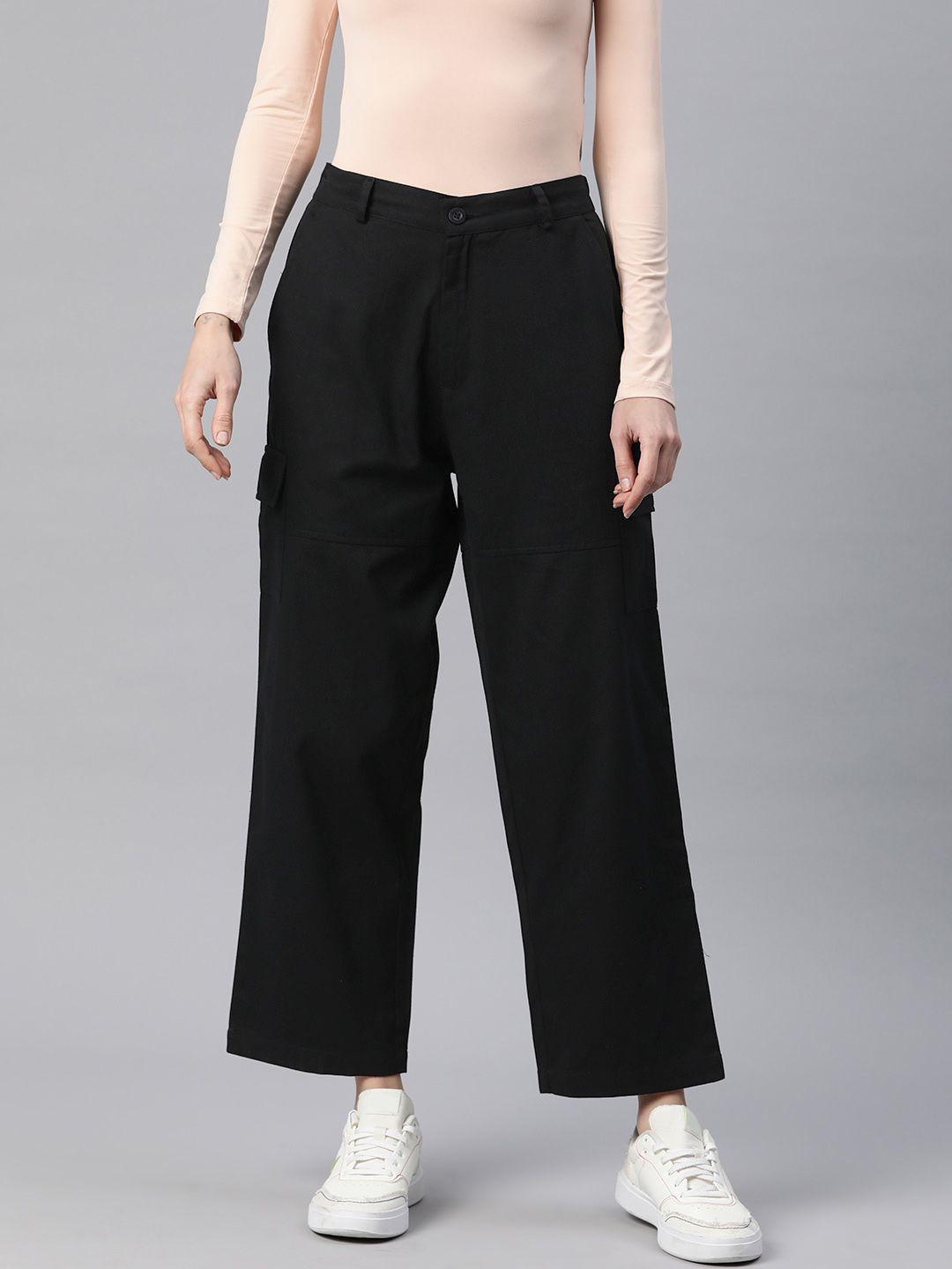 popnetic flat-front high-rise pure cotton cargos