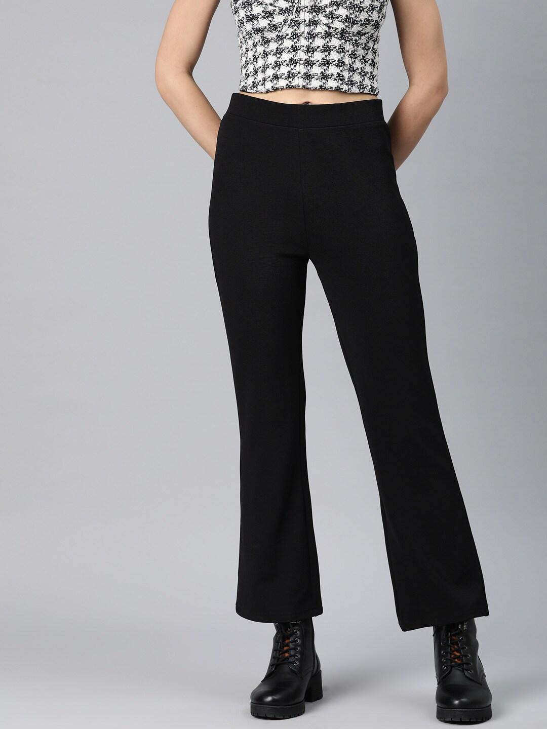 popnetic women slim fit high-rise bootcut trousers