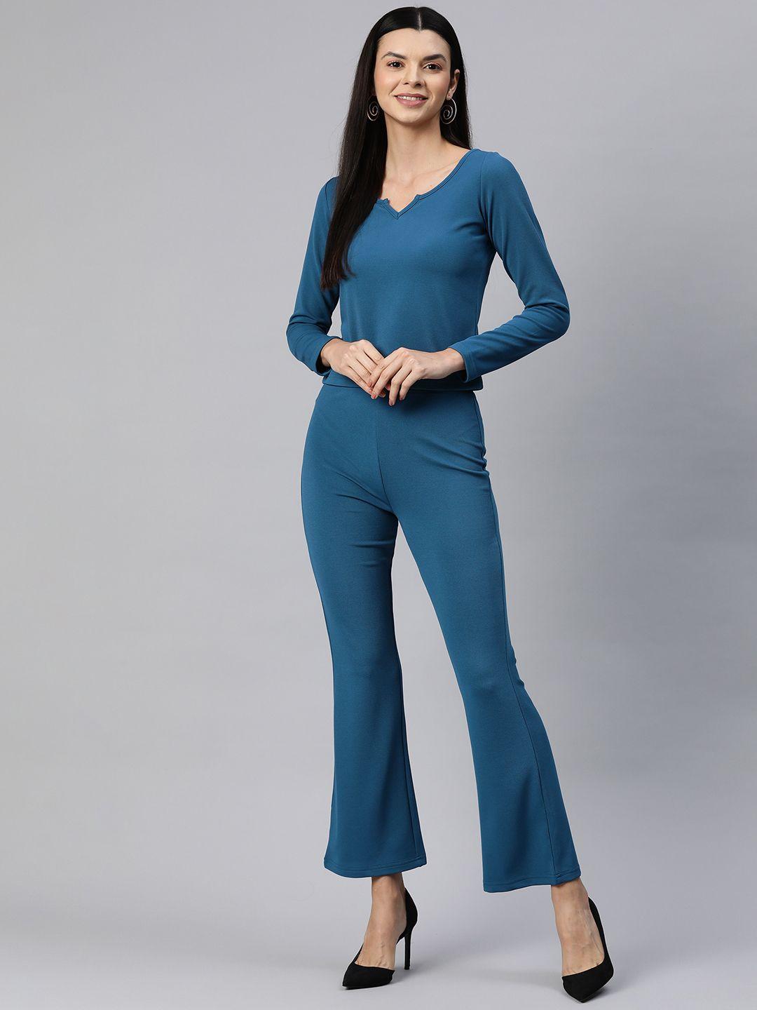 popnetic women solid top with trousers