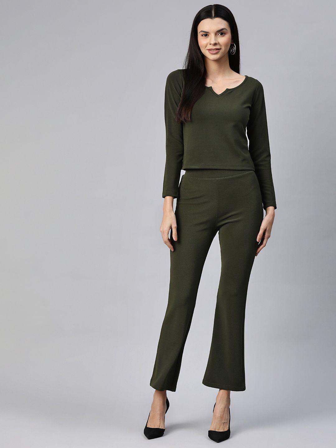 popnetic women solid top with trousers