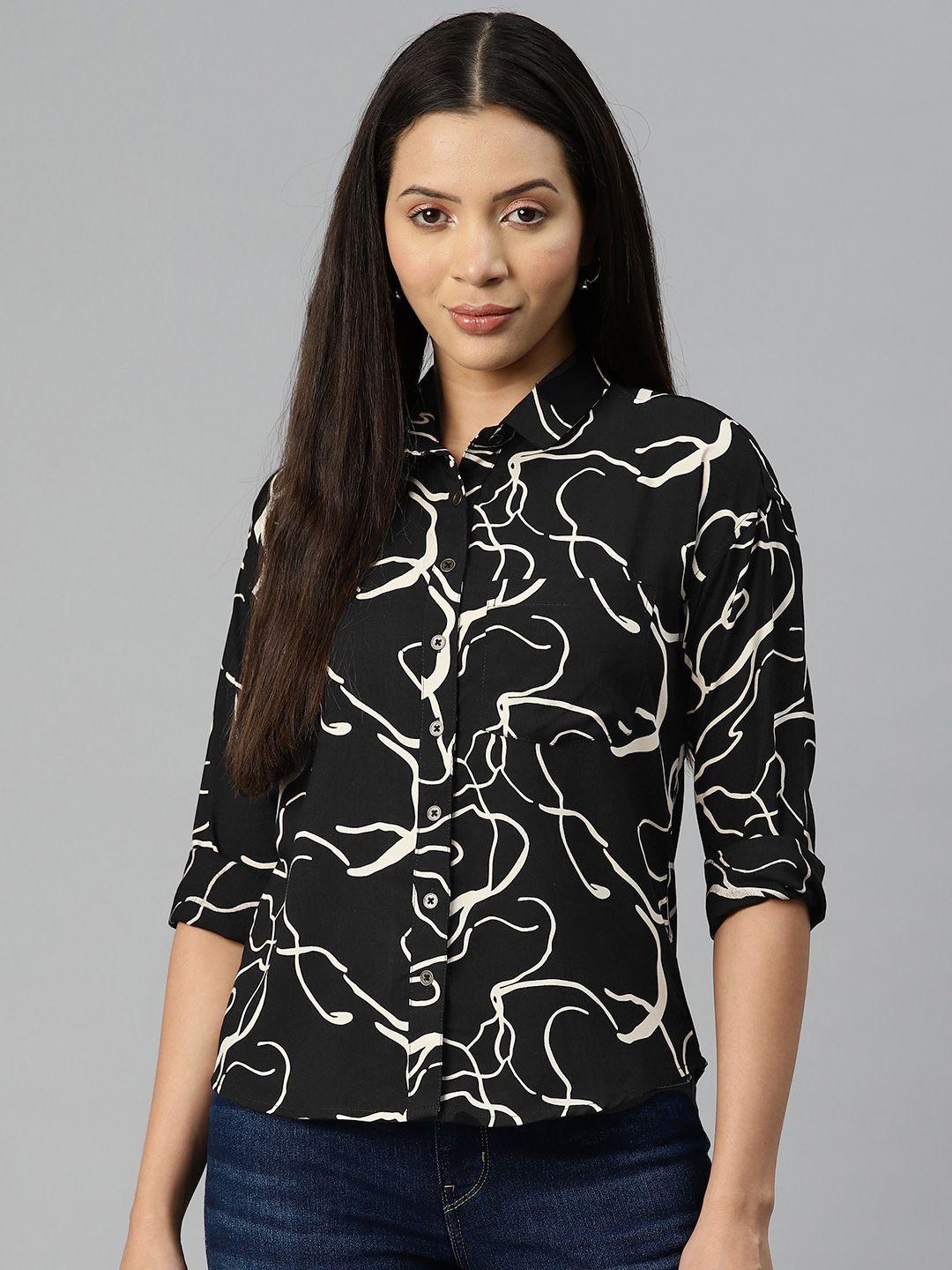 popnetic abstract printed casual shirt