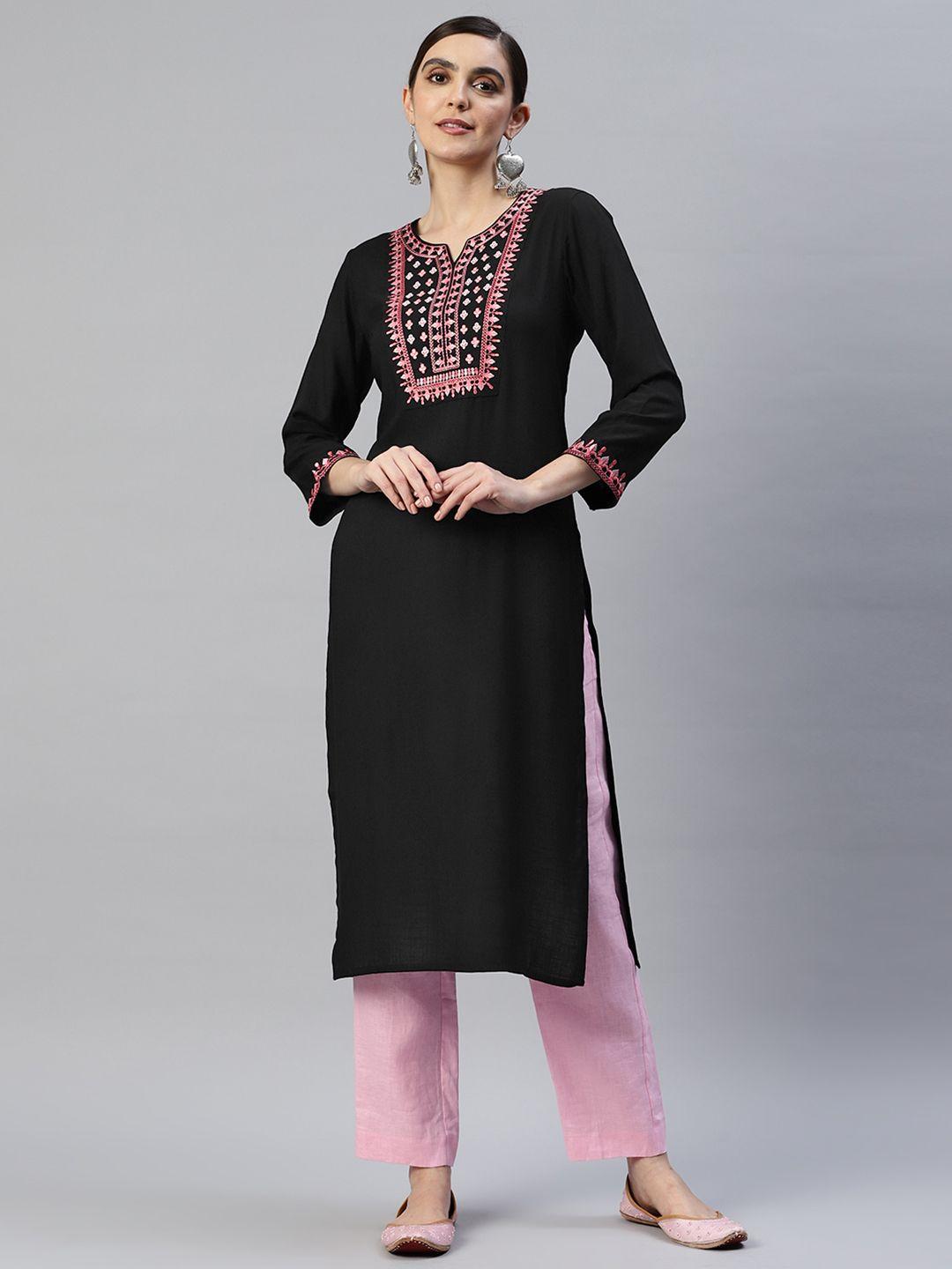 popnetic ethnic motifs yoke design thread work kurta