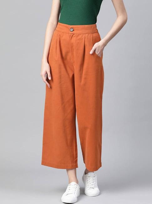 popnetic rust regular fit high rise trousers