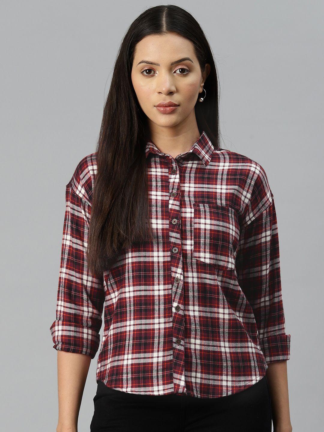 popnetic tartan checks casual shirt