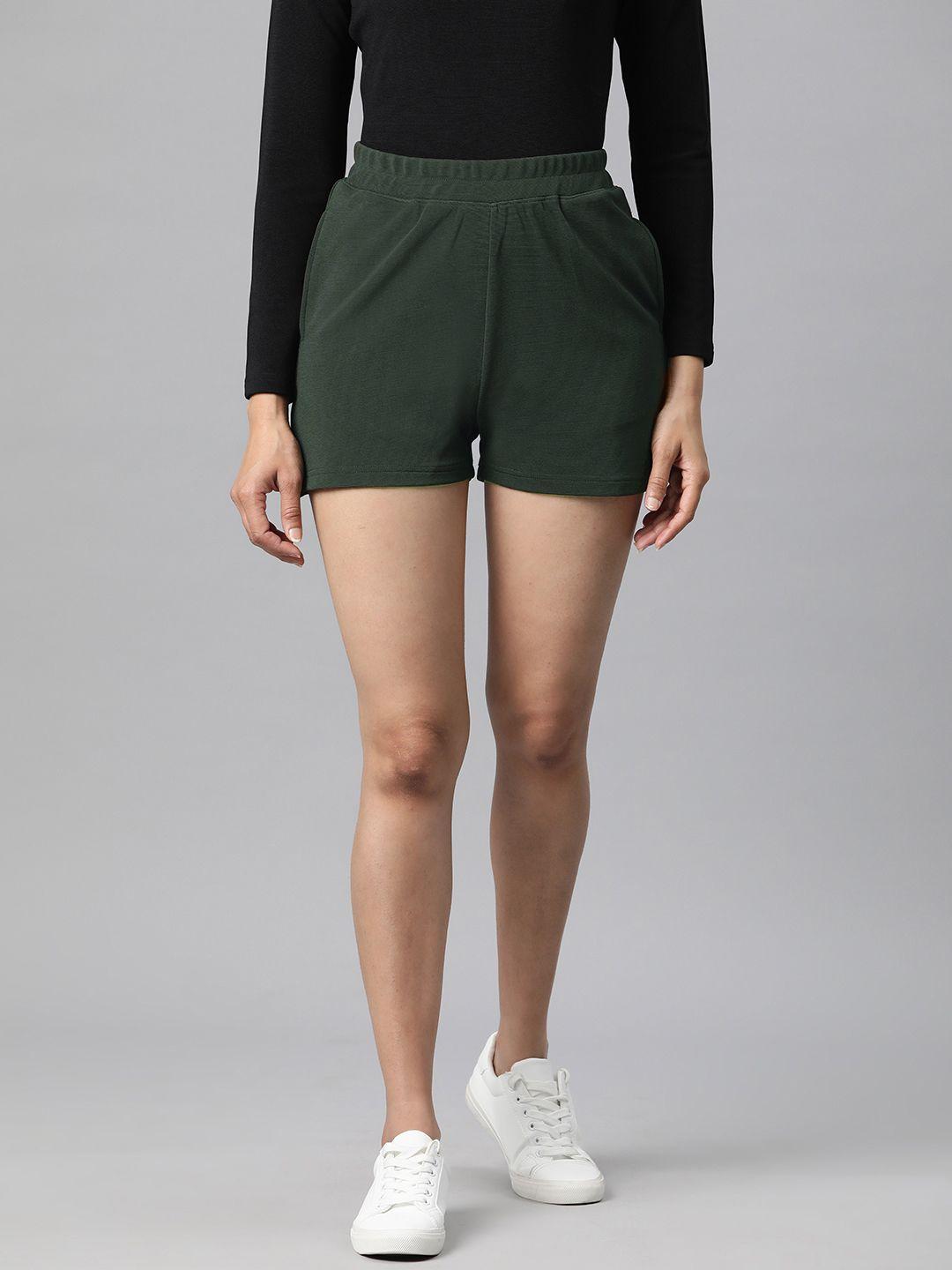 popnetic women olive green shorts