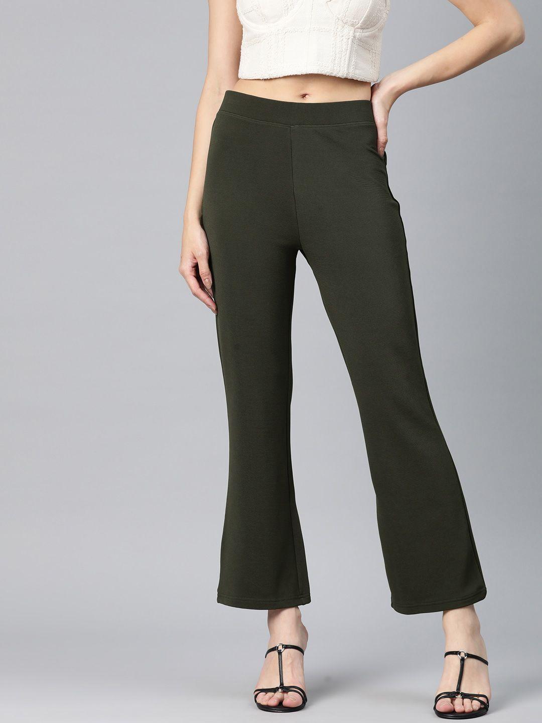 popnetic women slim fit high-rise bootcut trousers