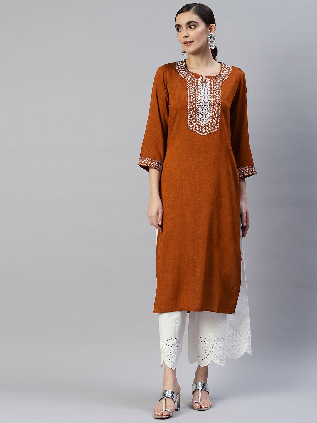 popnetic yoke design mirror work kurta