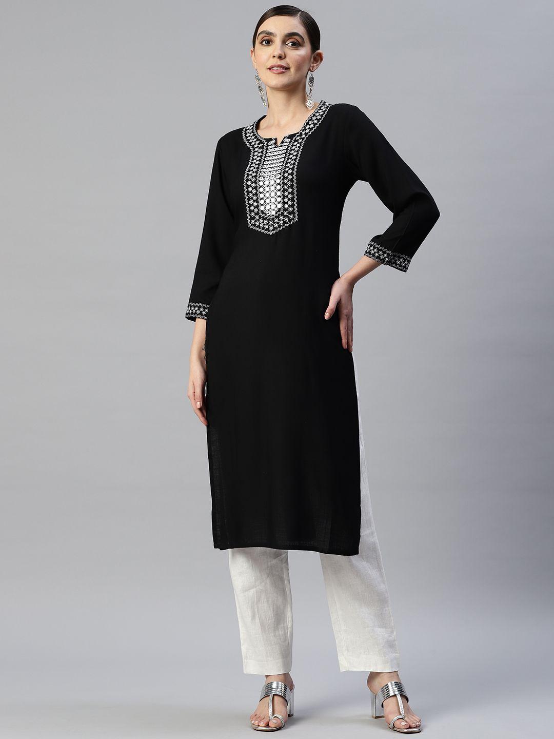 popnetic yoke design mirror work kurta