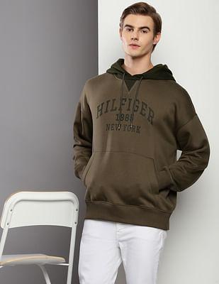 popover brand print hooded sweatshirt
