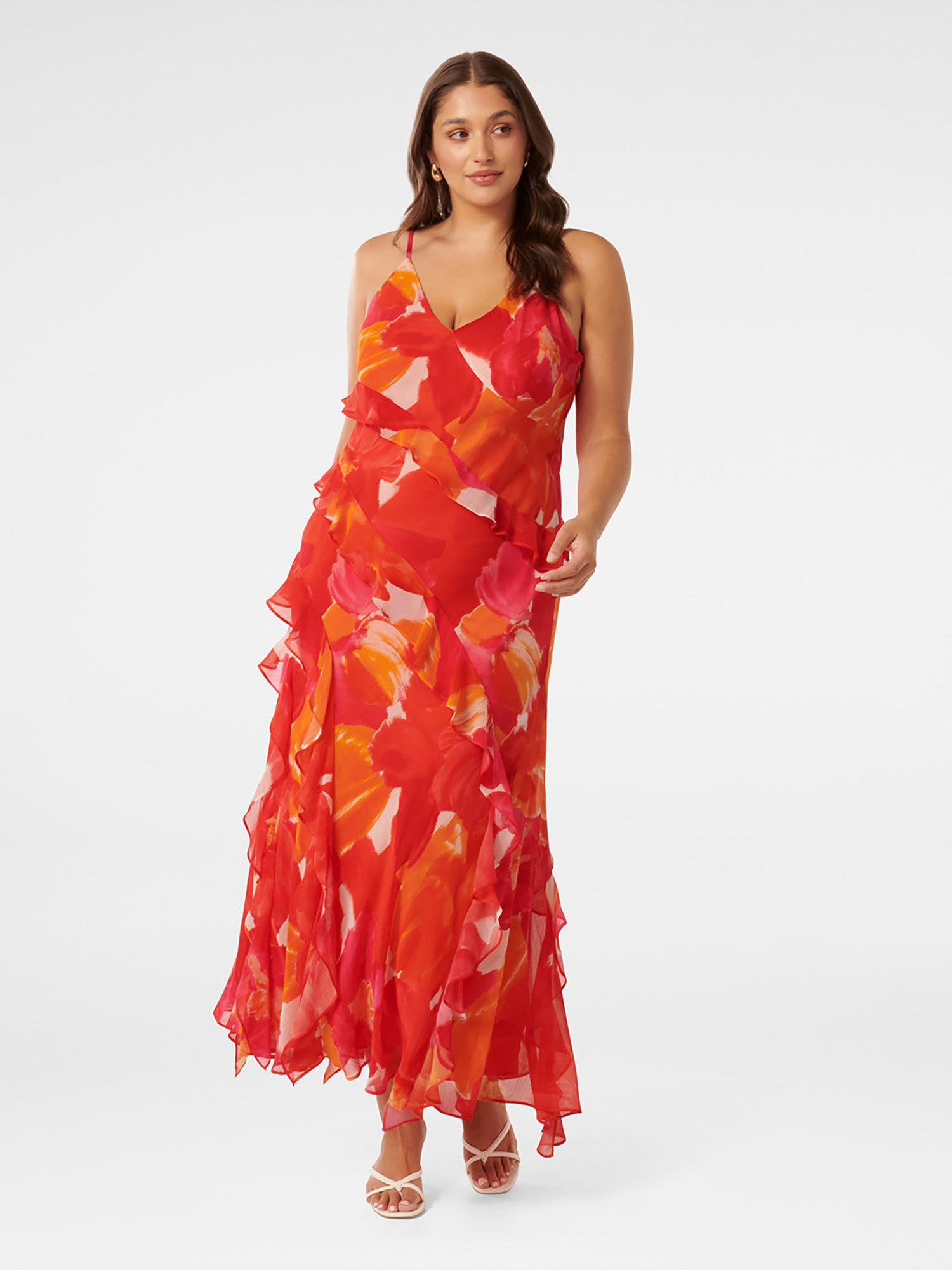 poppy curve ruffle maxi dress