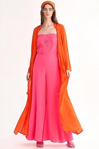 poppy orange silk crepe cape