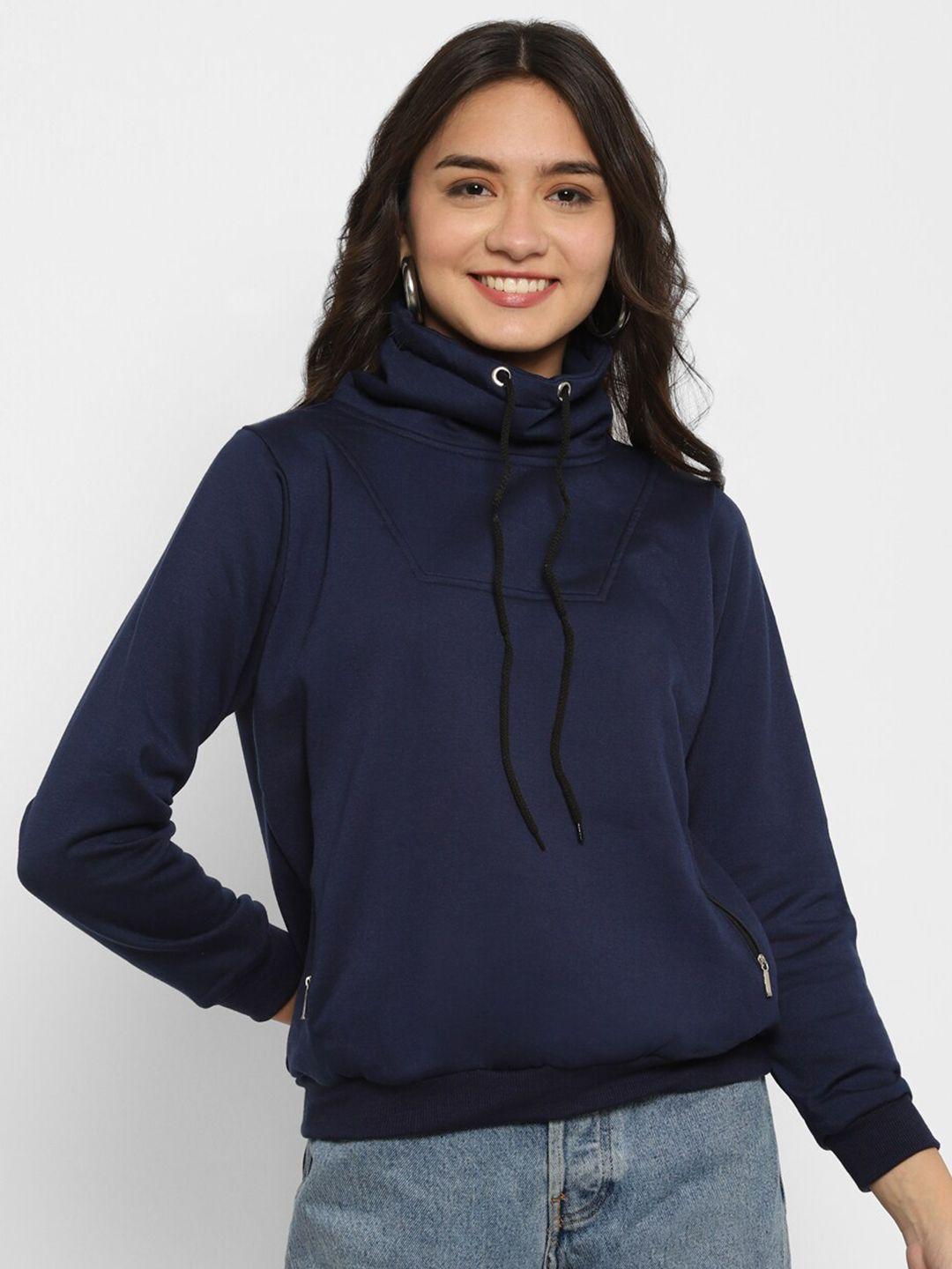 popster women blue solid sweatshirt