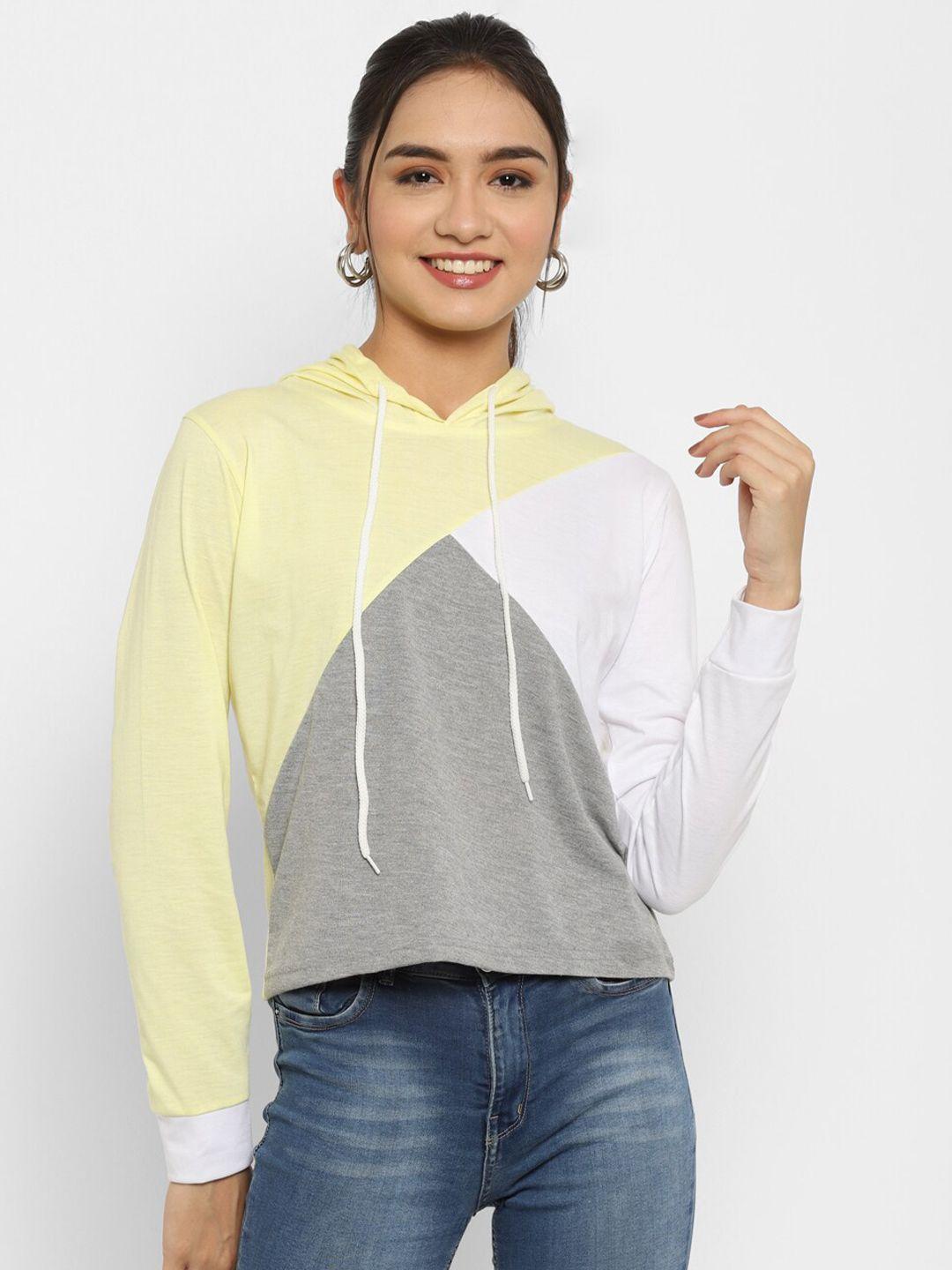 popster women yellow colourblocked bio finish t-shirt