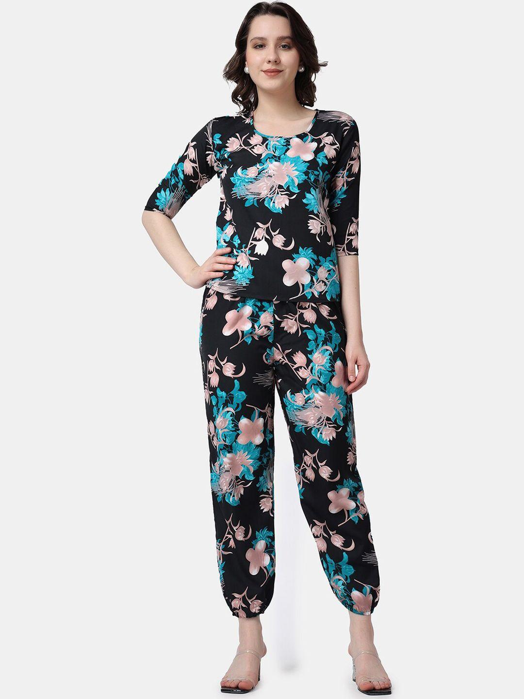 popwings floral printed top with joggers