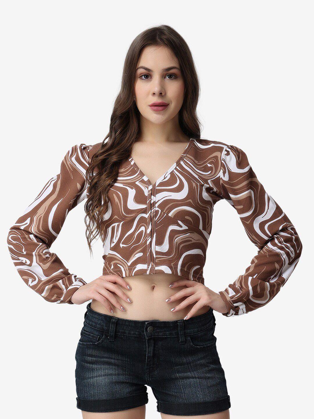 popwings abstract printed regular crop top