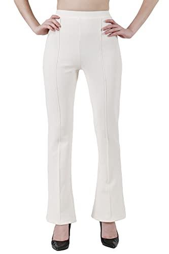 popwings casual solid regular fit solid trouser for women || pull on trouser for women || semi-formal work women trouser for summer || stylish western latest trouser white