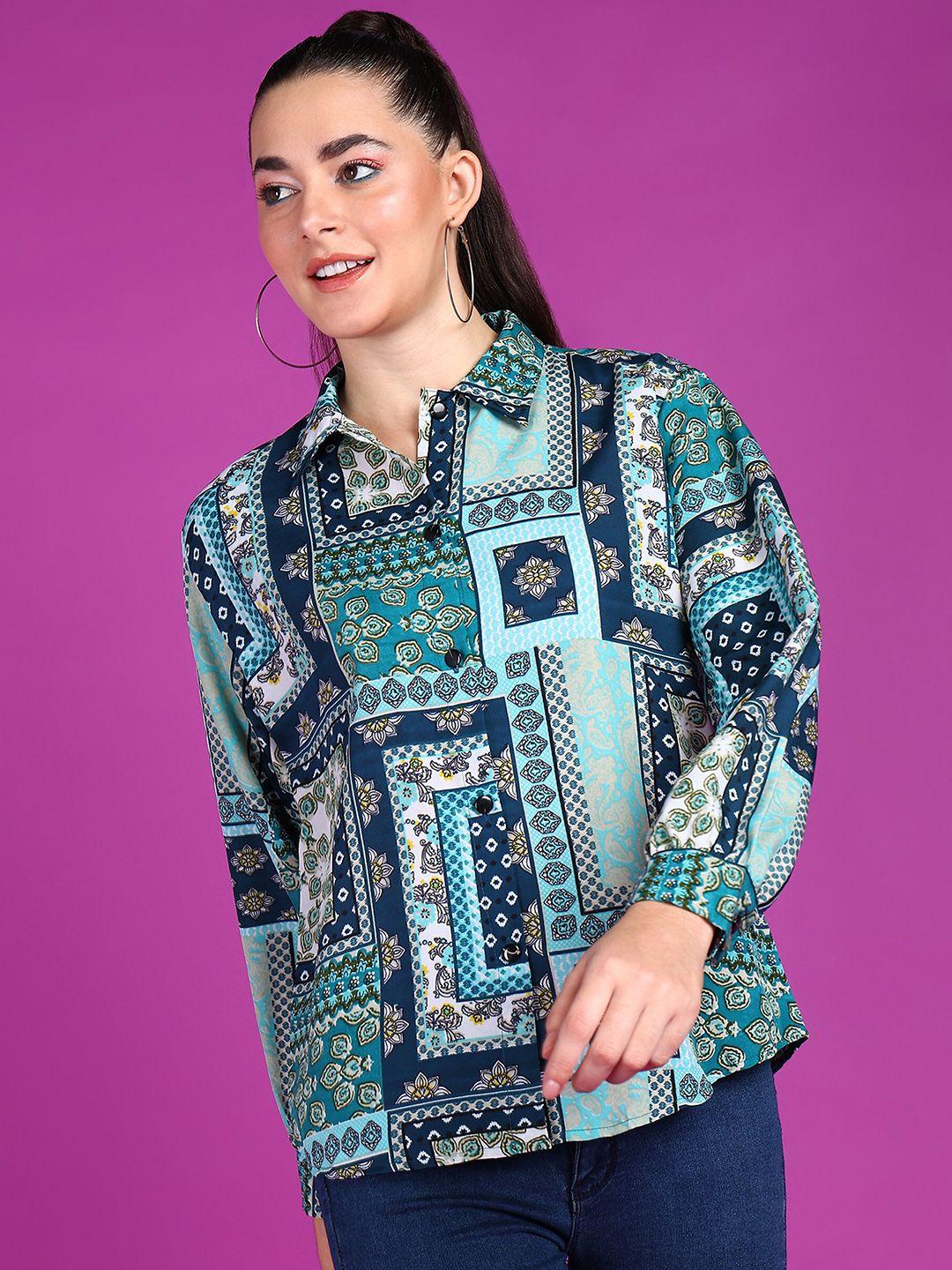 popwings ethnic motifs printed smart casual shirt