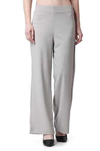 popwings formal casual solid trousers for women || work trousers for women || pull on trousers for women || high waist plain women trousers for summer grey