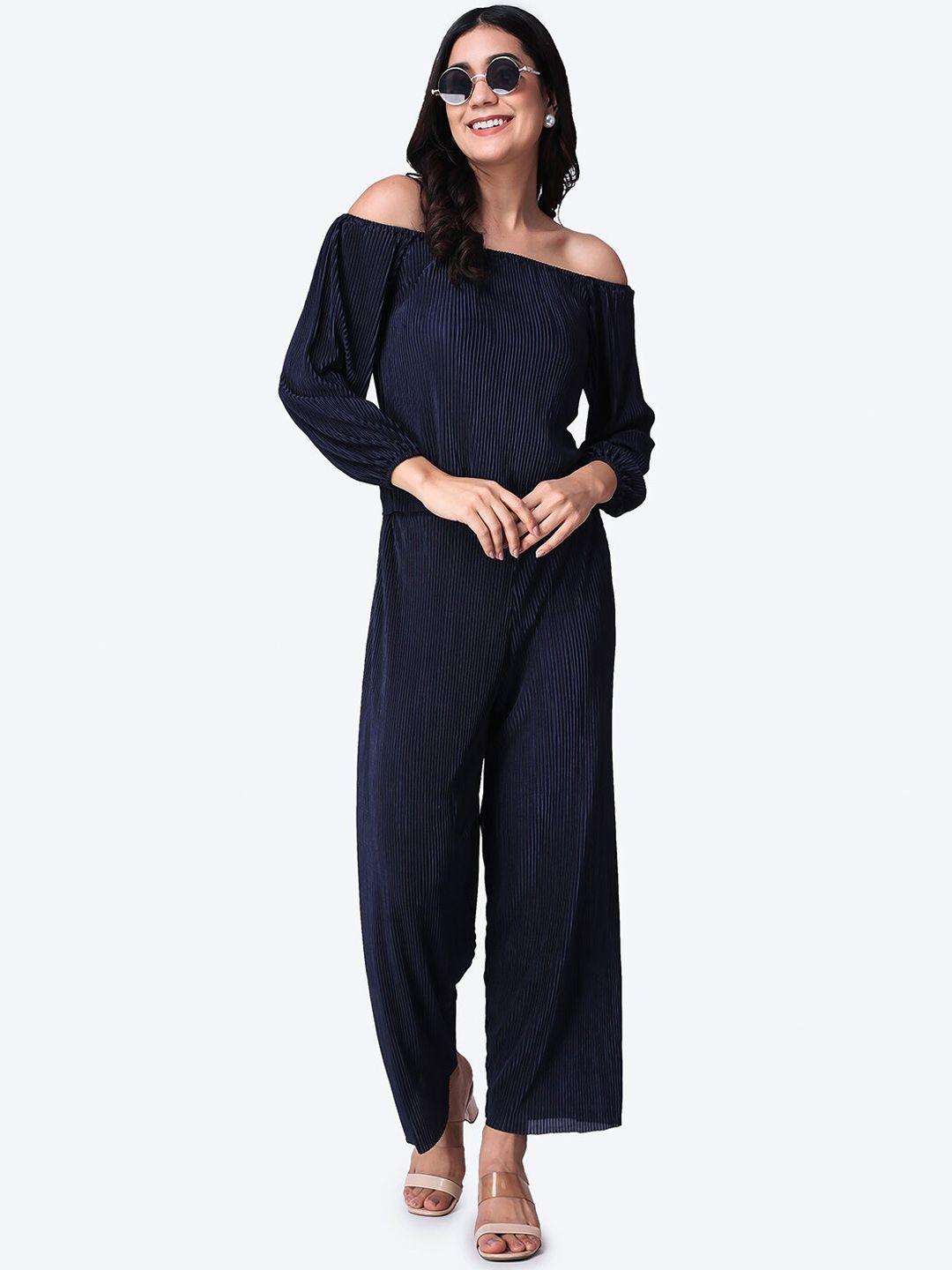 popwings off-shoulder wrinkled top with palazzos co-ords