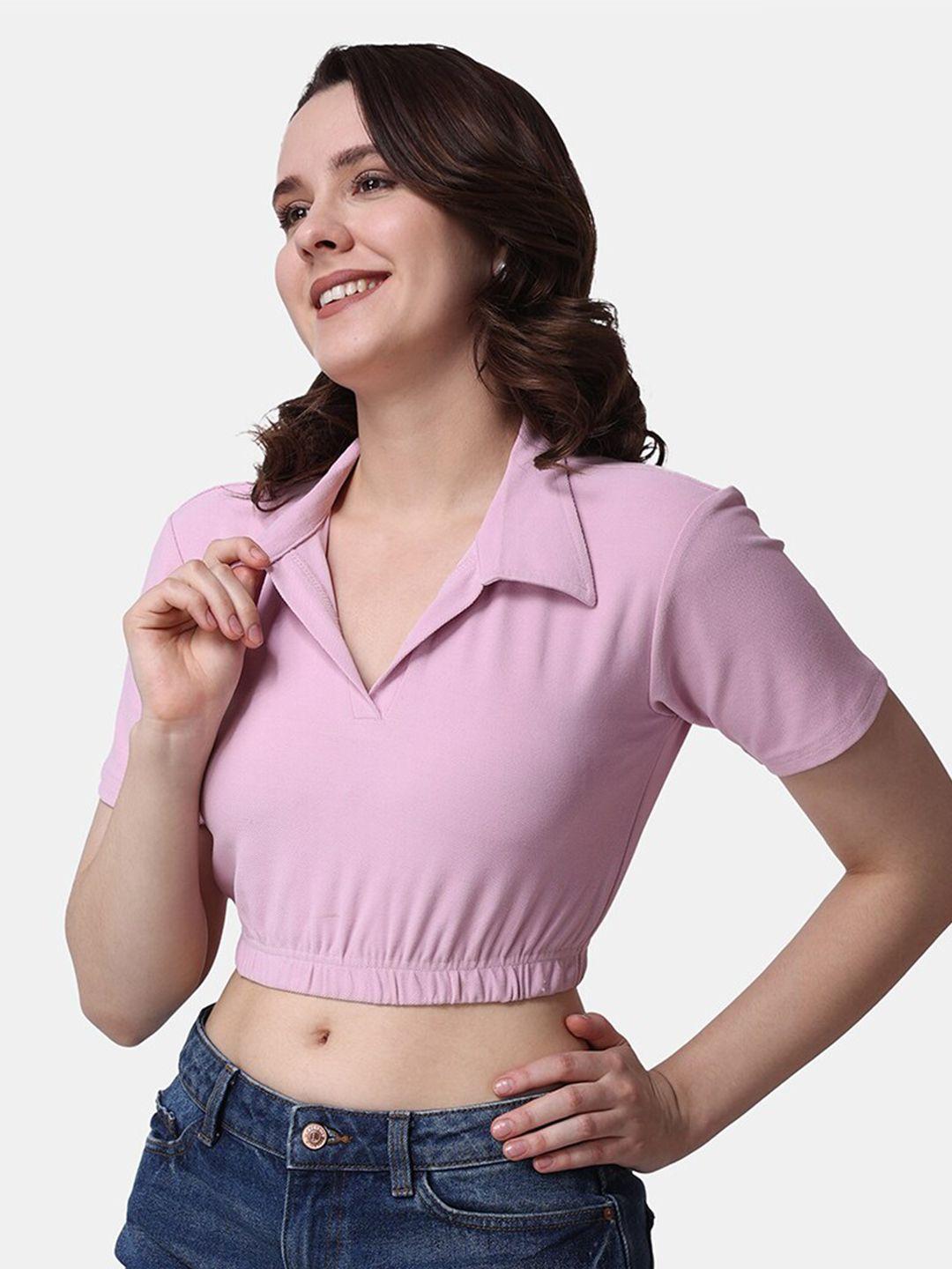 popwings pink shirt style crop top