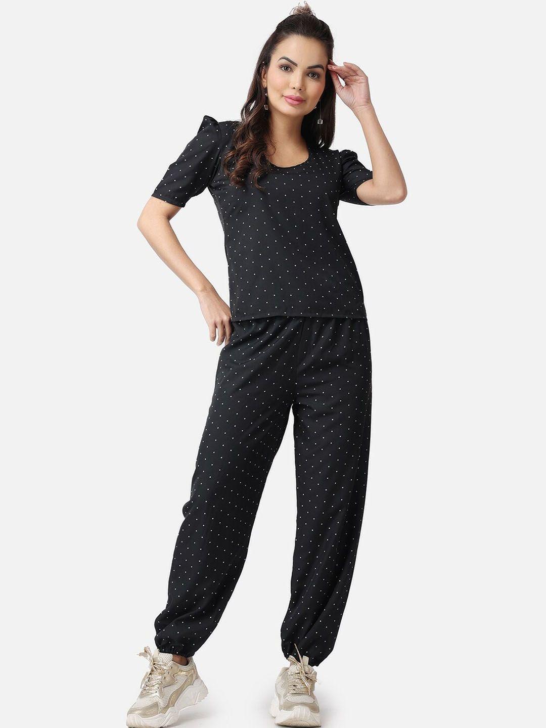 popwings polka dot-printed loose-fit top & joggers co-ords
