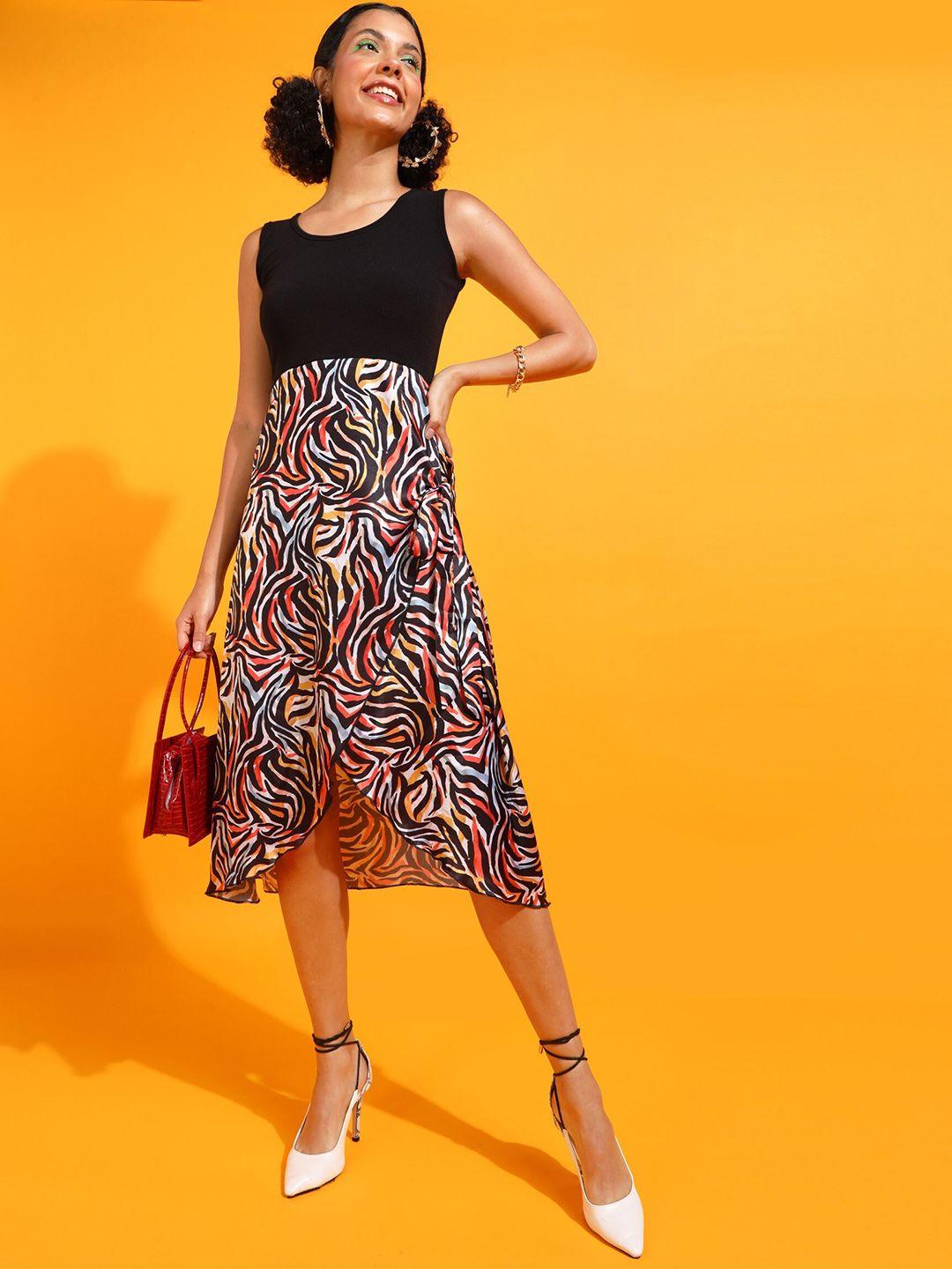 popwings print a-line midi dress