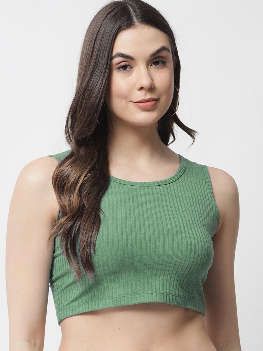 popwings sea green striped crop top