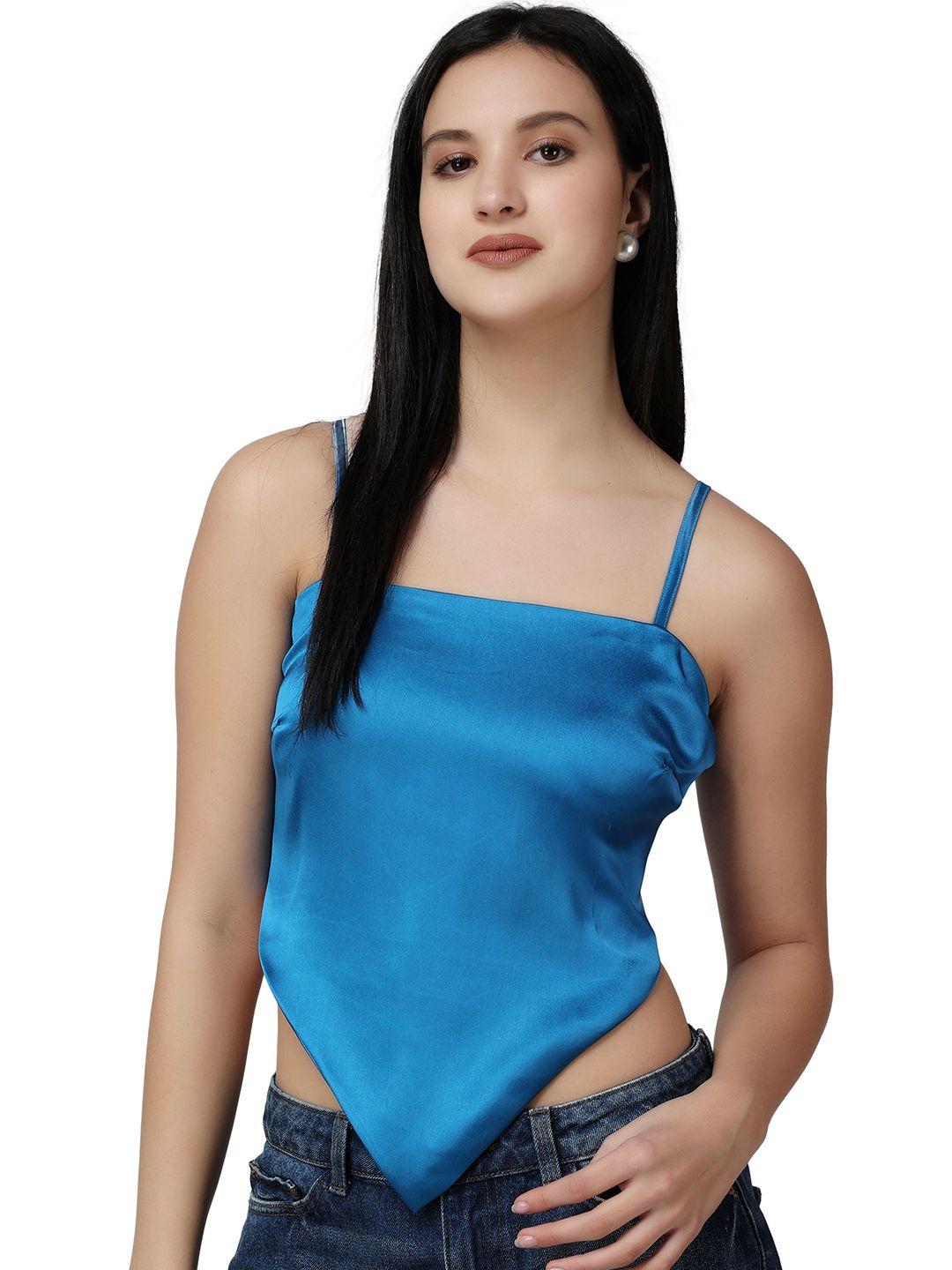 popwings sleeveless satin crop top