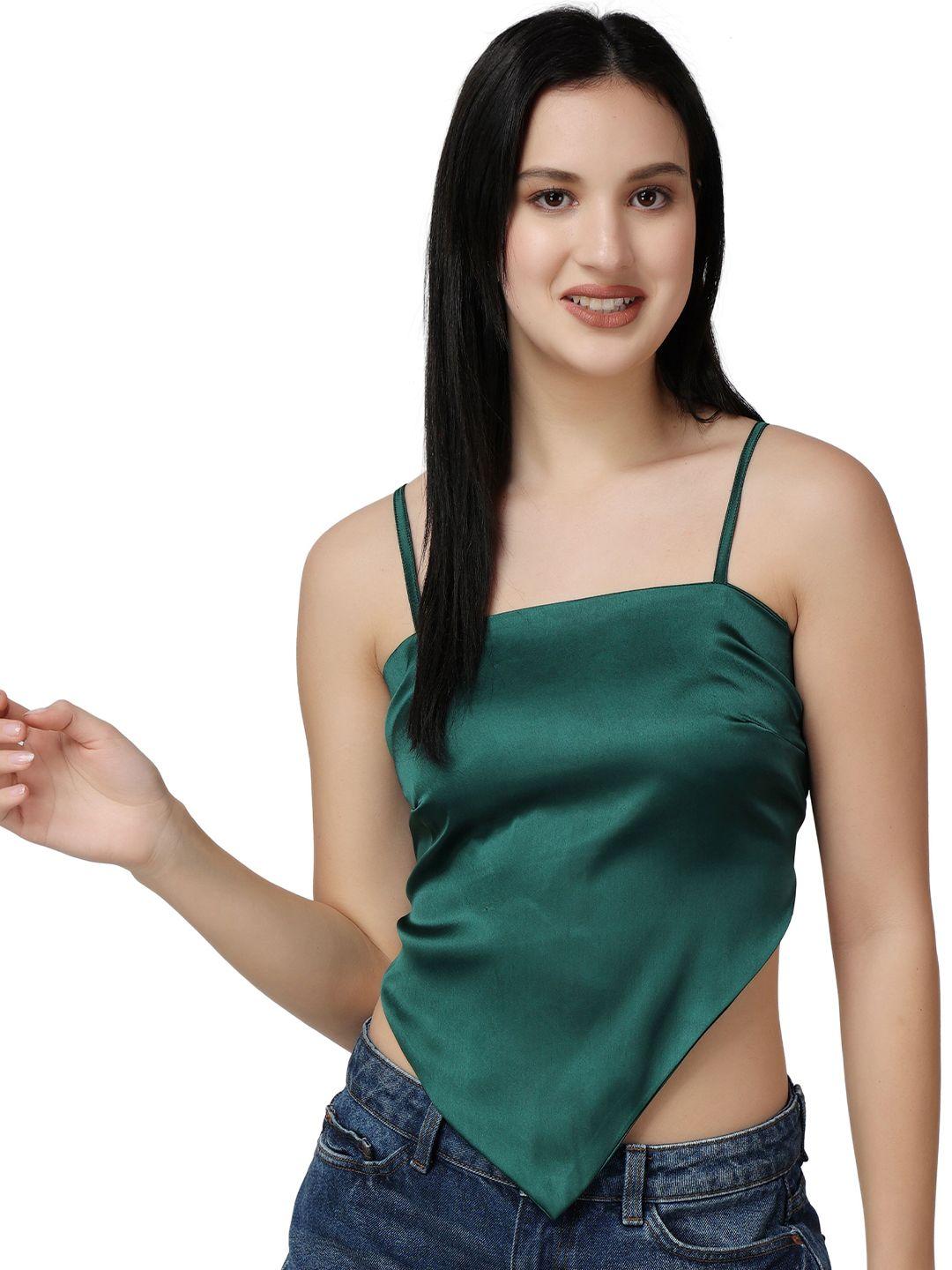 popwings sleeveless satin crop top