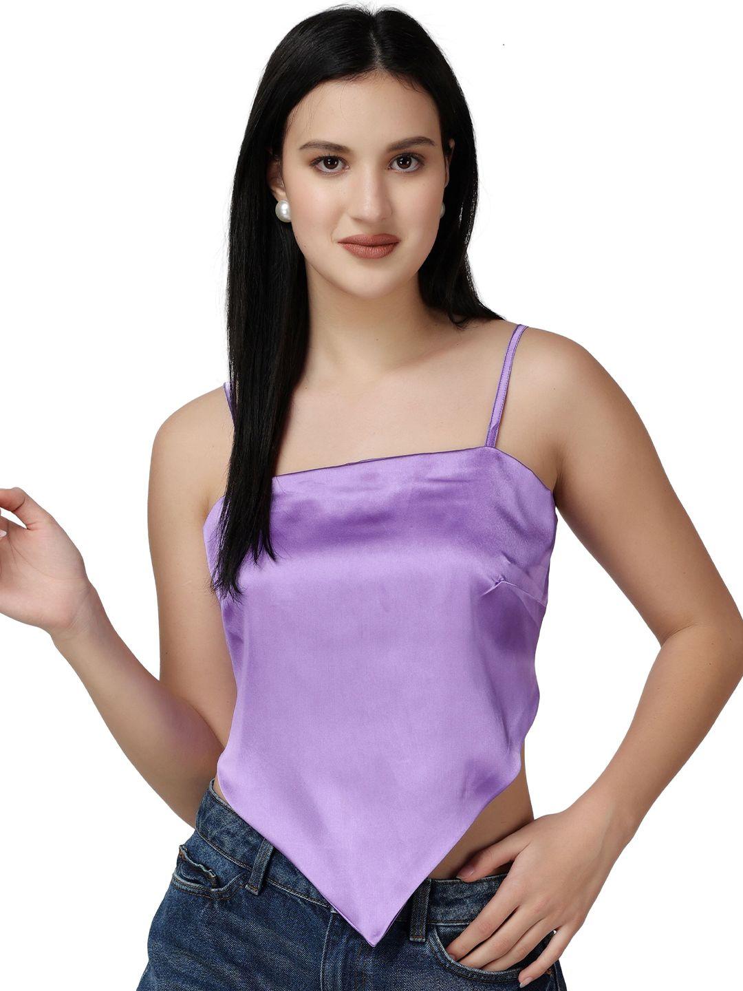 popwings sleeveless satin crop top